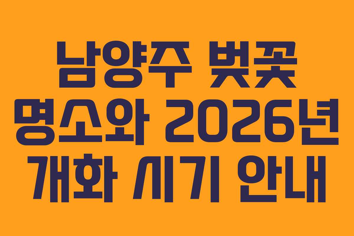 남양주 벚꽃 명소와 2026년 개화 시기 안내