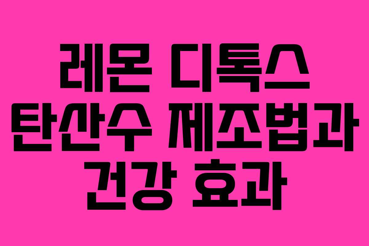 레몬 디톡스 탄산수 제조법과 건강 효과