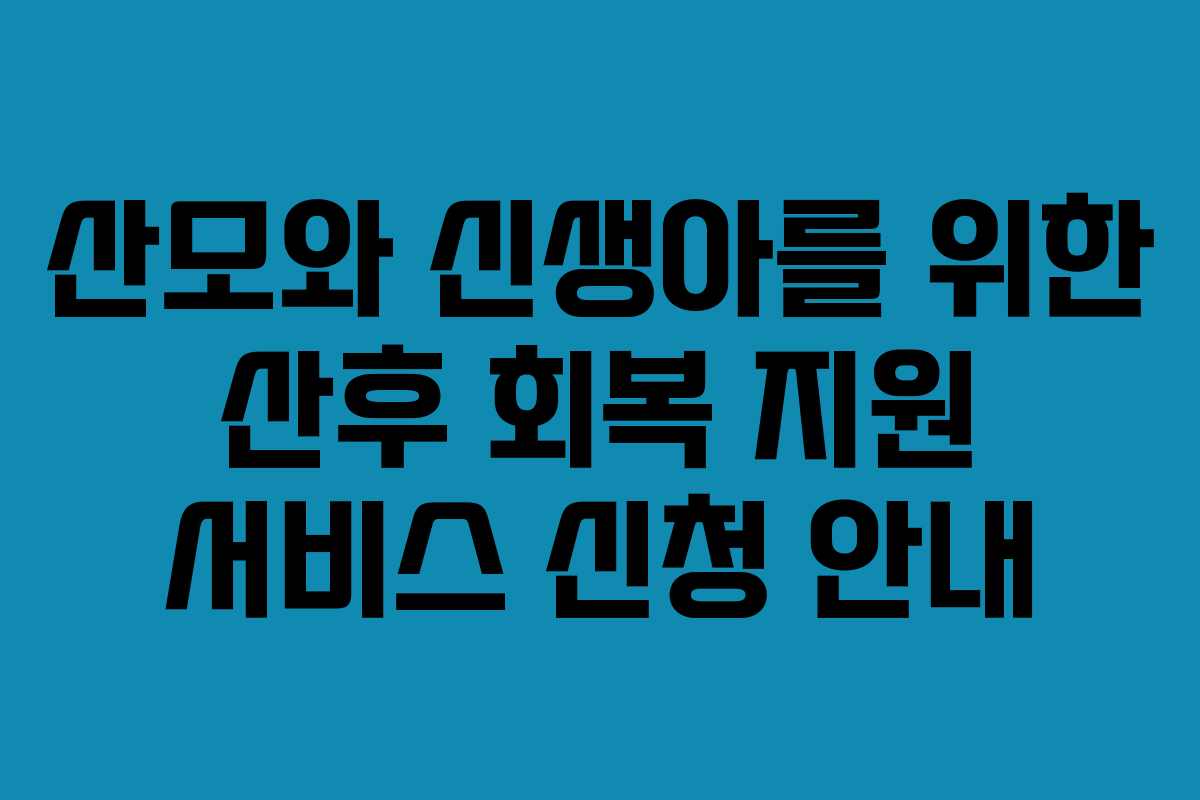산모와 신생아를 위한 산후 회복 지원 서비스 신청 안내