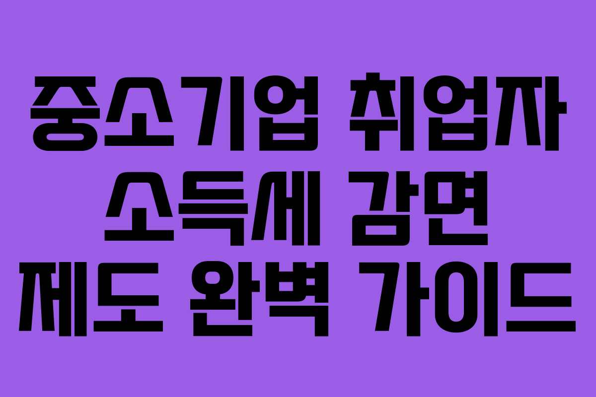 중소기업 취업자 소득세 감면 제도 완벽 가이드