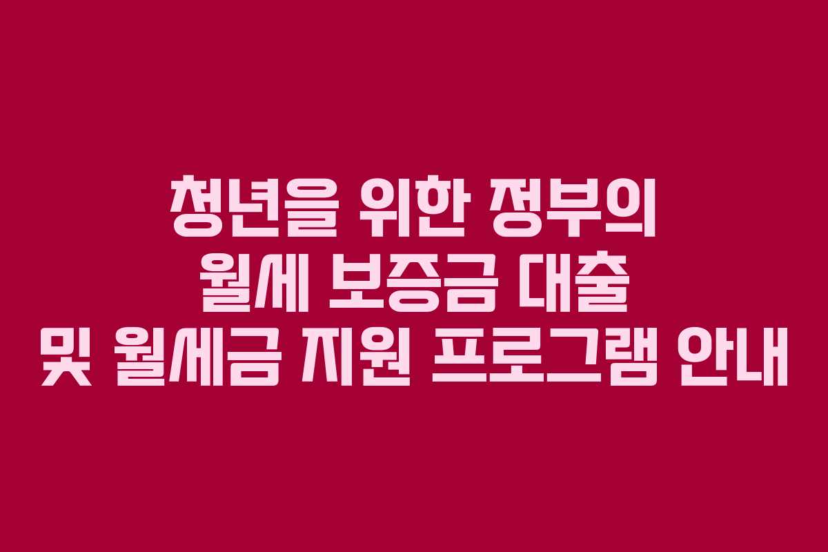 청년을 위한 정부의 월세 보증금 대출 및 월세금 지원 프로그램 안내