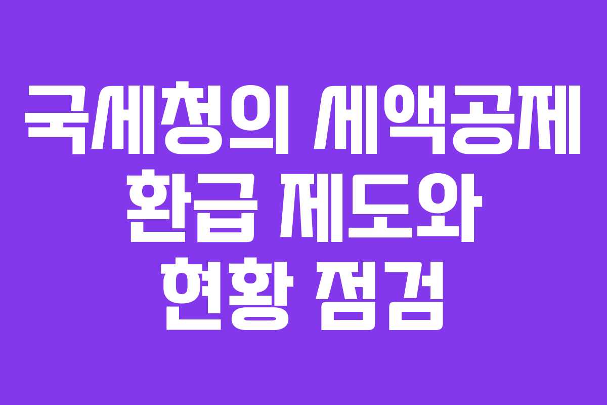 국세청의 세액공제 환급 제도와 현황 점검
