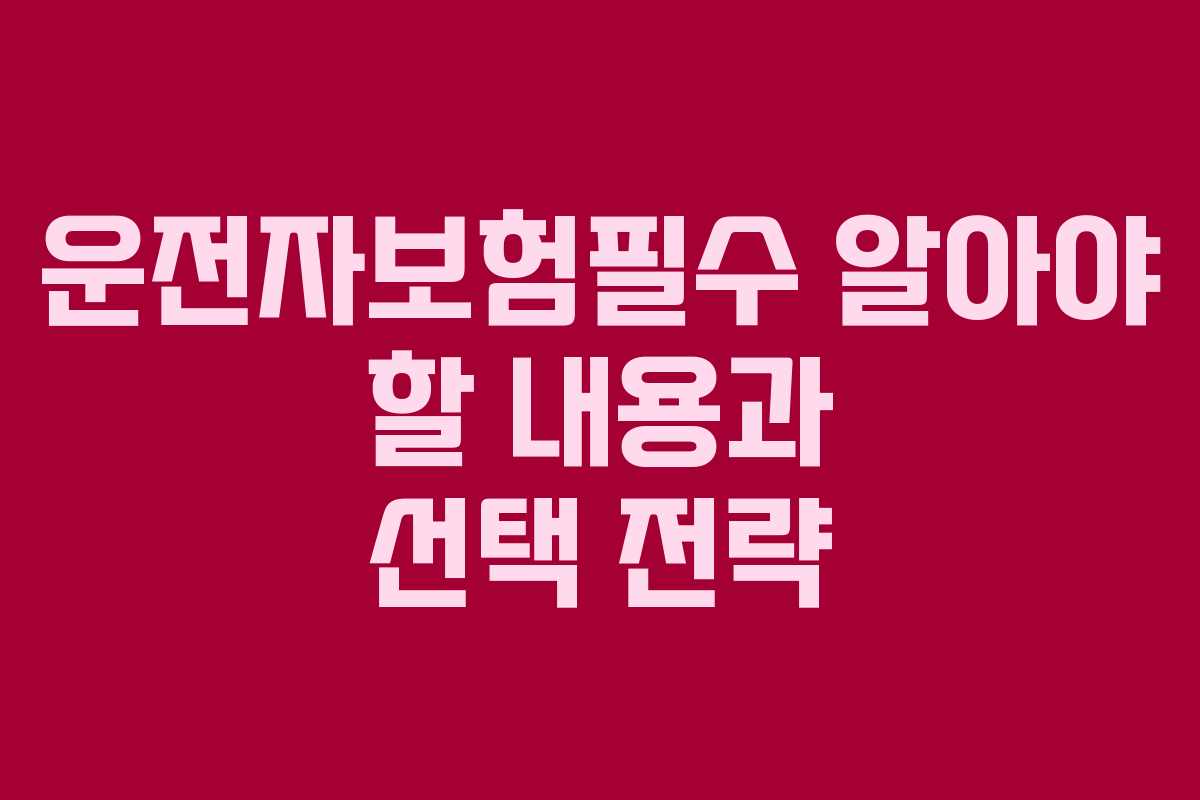 운전자보험필수 알아야 할 내용과 선택 전략