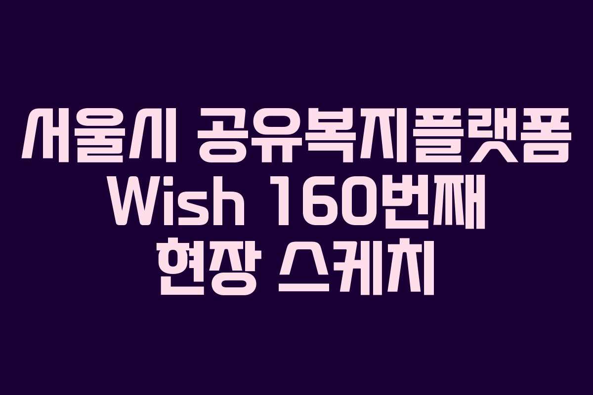 서울시 공유복지플랫폼 Wish 160번째 현장 스케치