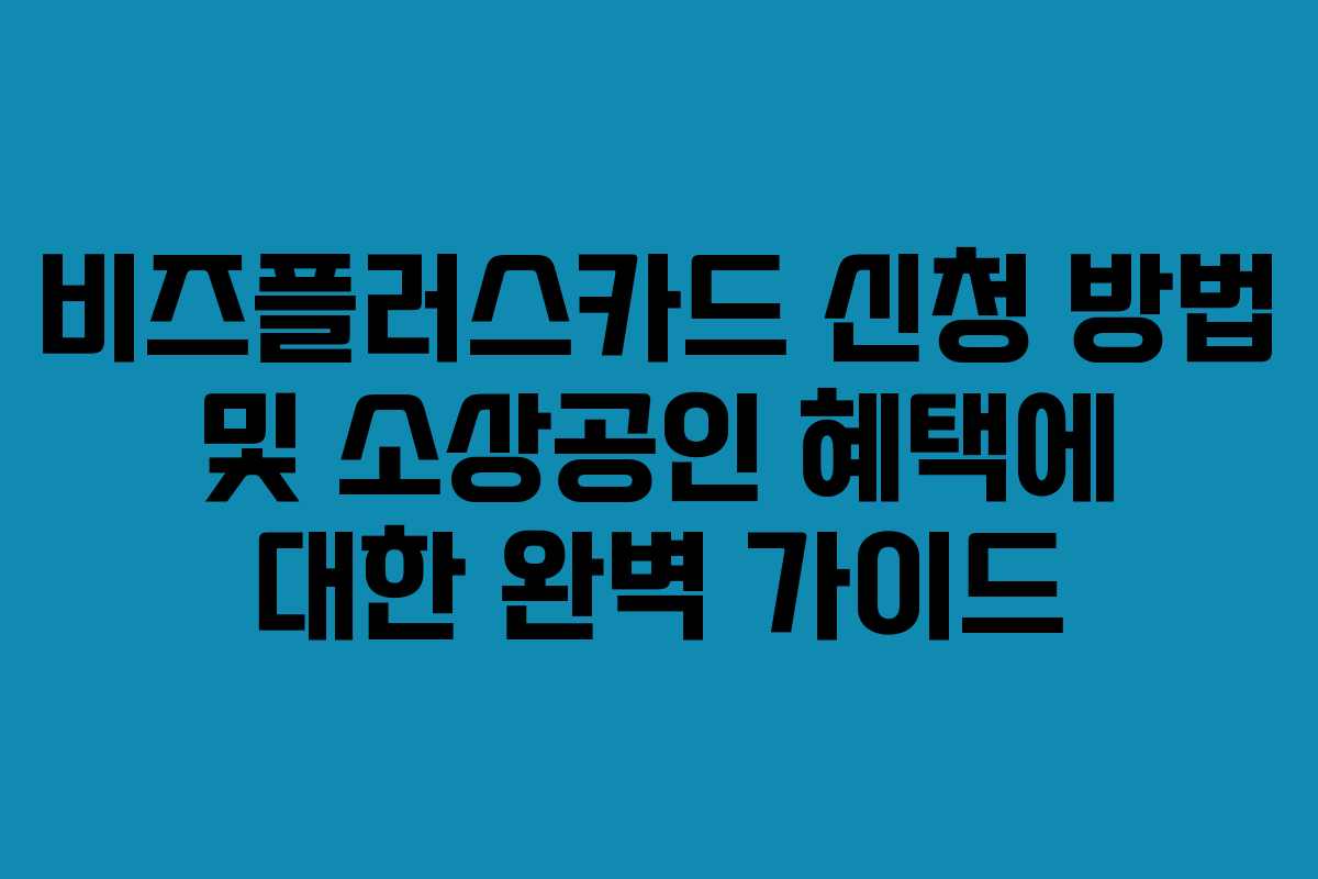 비즈플러스카드 신청 방법 및 소상공인 혜택에 대한 완벽 가이드