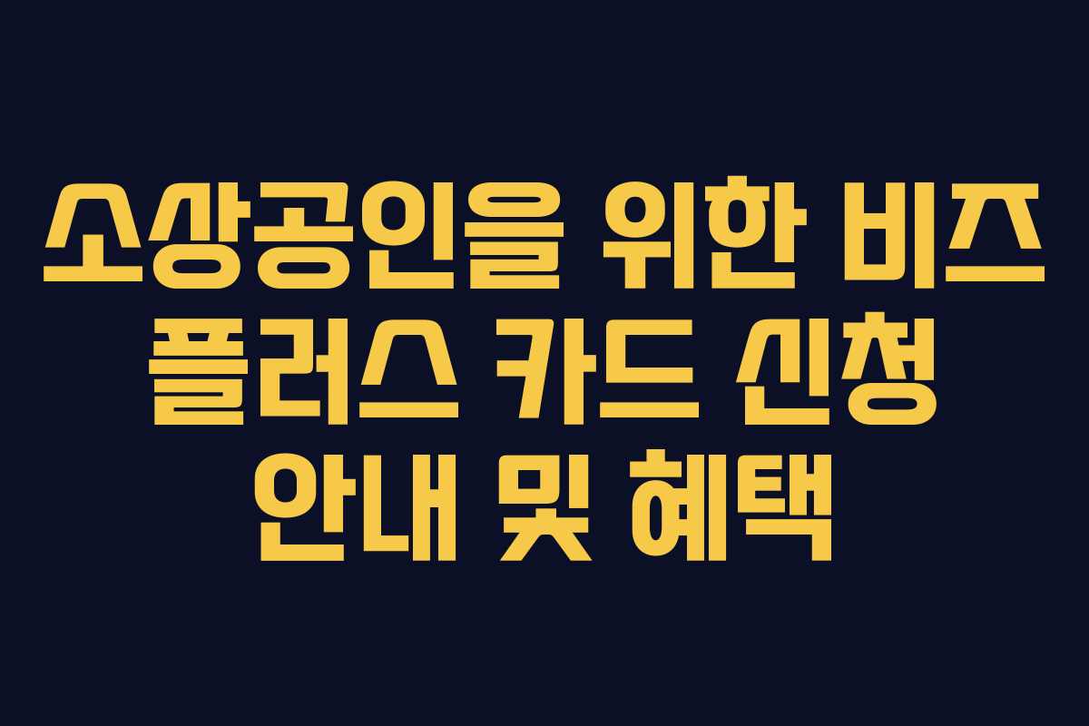 소상공인을 위한 비즈 플러스 카드 신청 안내 및 혜택