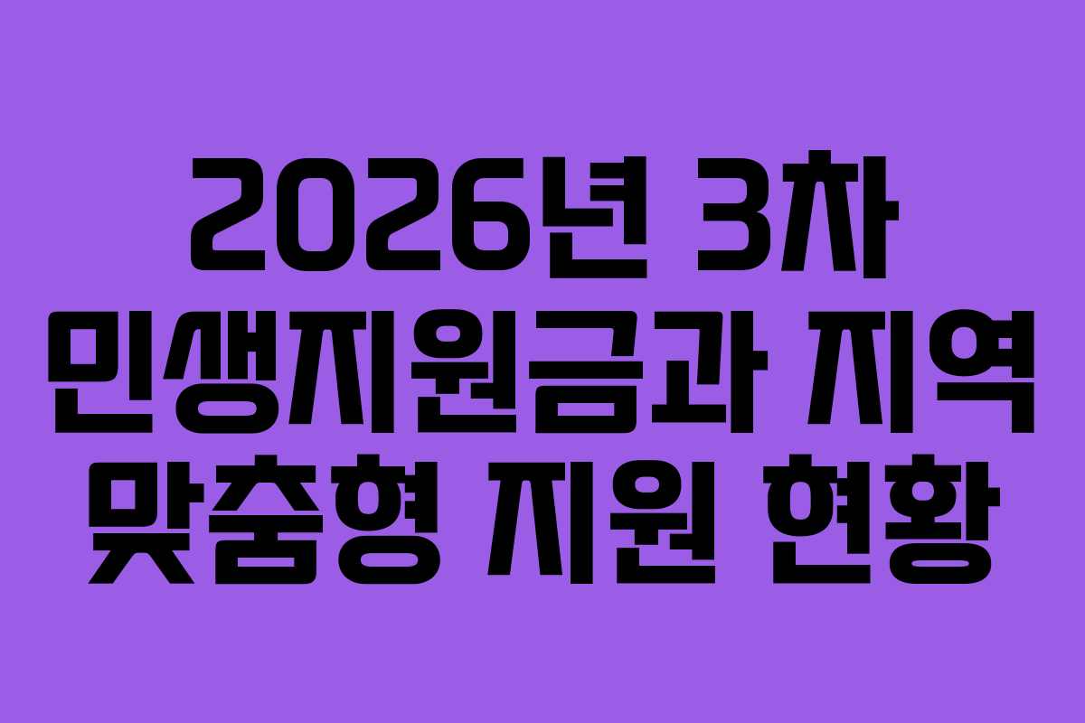 2026년 3차 민생지원금과 지역 맞춤형 지원 현황