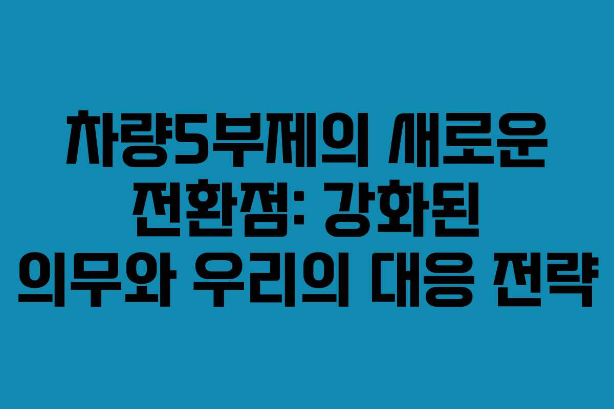 차량5부제의 새로운 전환점: 강화된 의무와 우리의 대응 전략