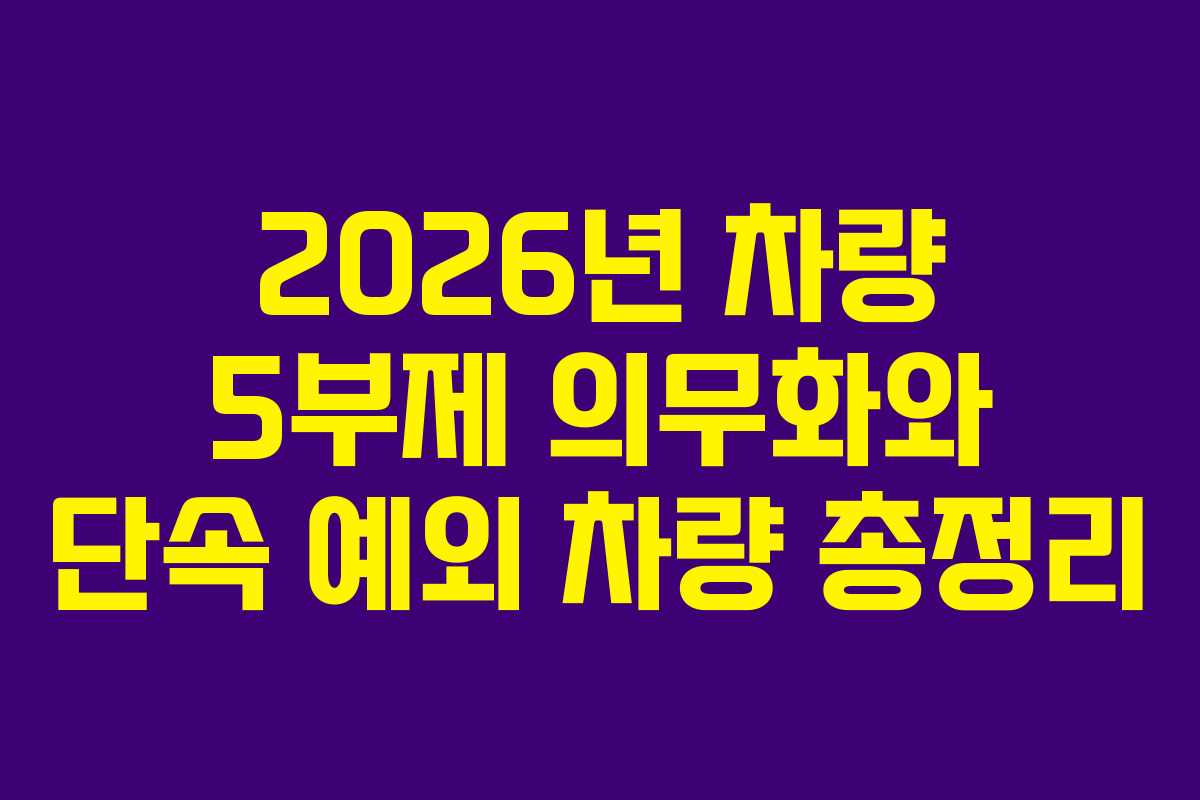 2026년 차량 5부제 의무화와 단속 예외 차량 총정리