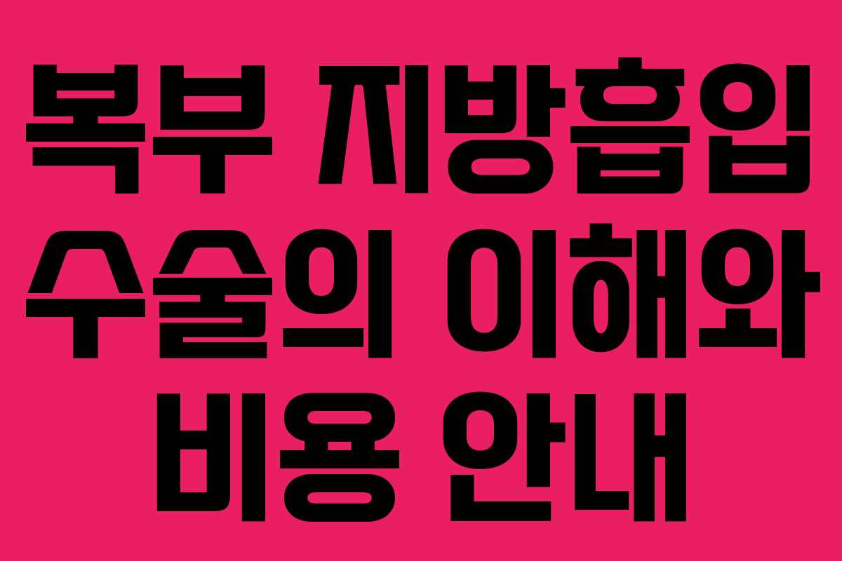 복부 지방흡입 수술의 이해와 비용 안내
