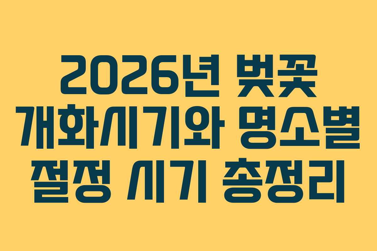 2026년 벚꽃 개화시기와 명소별 절정 시기 총정리