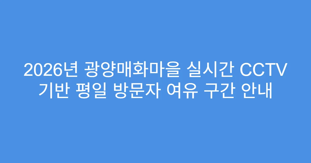 2026년 광양매화마을 실시간 CCTV 기반 평일 방문자 여유 구간 안내