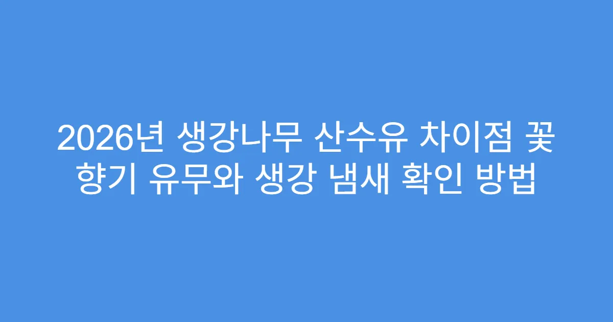 2026년 생강나무 산수유 차이점 꽃 향기 유무와 생강 냄새 확인 방법