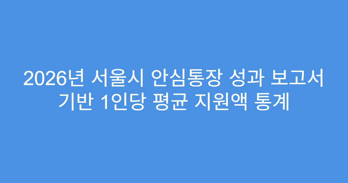 2026년 서울시 안심통장 성과 보고서 기반 1인당 평균 지원액 통계
