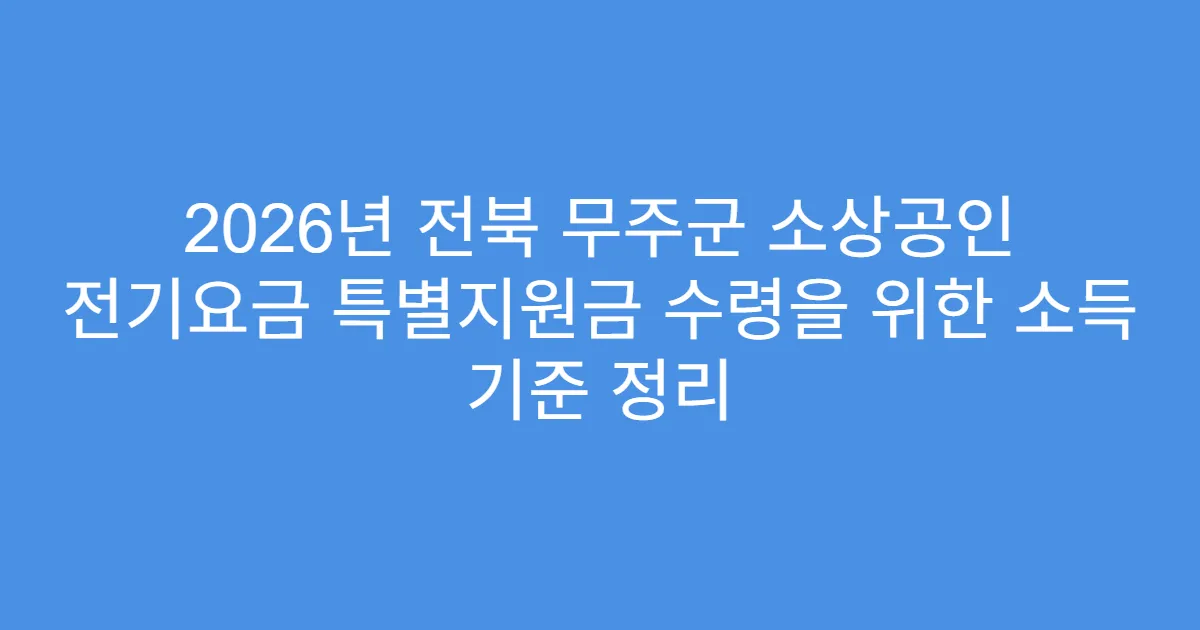 2026년 전북 무주군 소상공인 전기요금 특별지원금 수령을 위한 소득 기준 정리