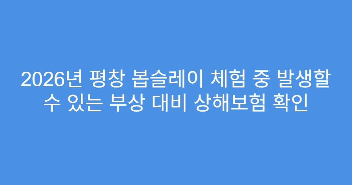 2026년 평창 봅슬레이 체험 중 발생할 수 있는 부상 대비 상해보험 확인