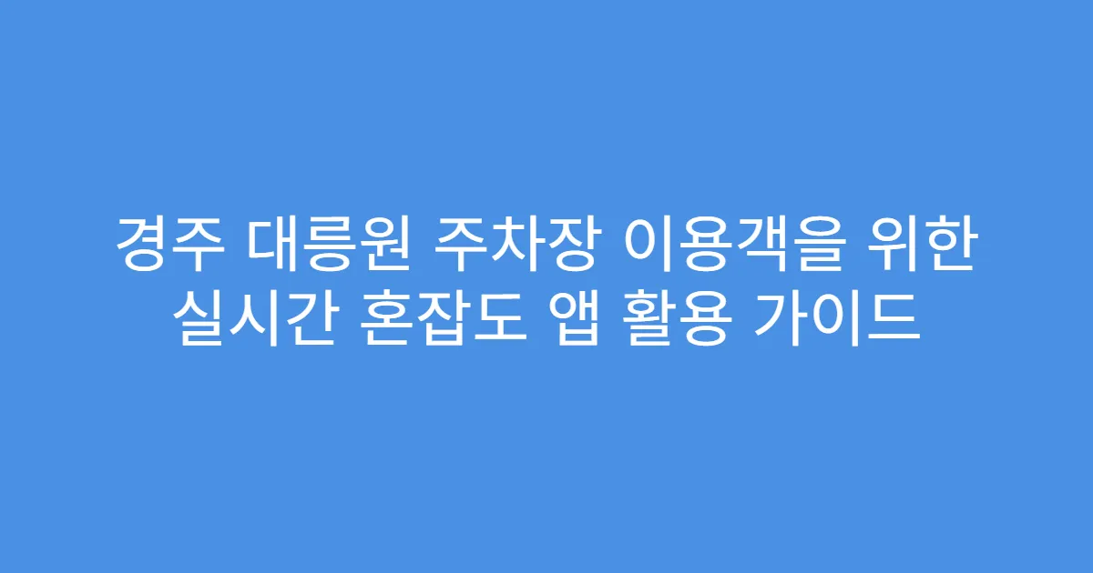 경주 대릉원 주차장 이용객을 위한 실시간 혼잡도 앱 활용 가이드