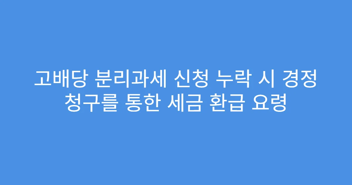 고배당 분리과세 신청 누락 시 경정 청구를 통한 세금 환급 요령