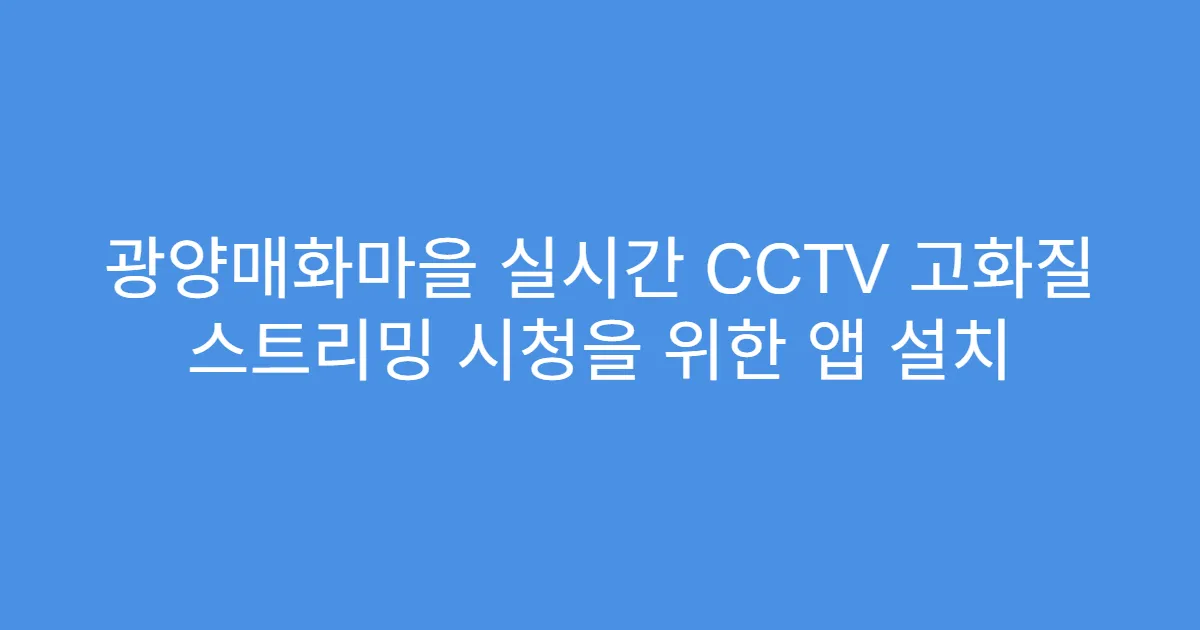 광양매화마을 실시간 CCTV 고화질 스트리밍 시청을 위한 앱 설치