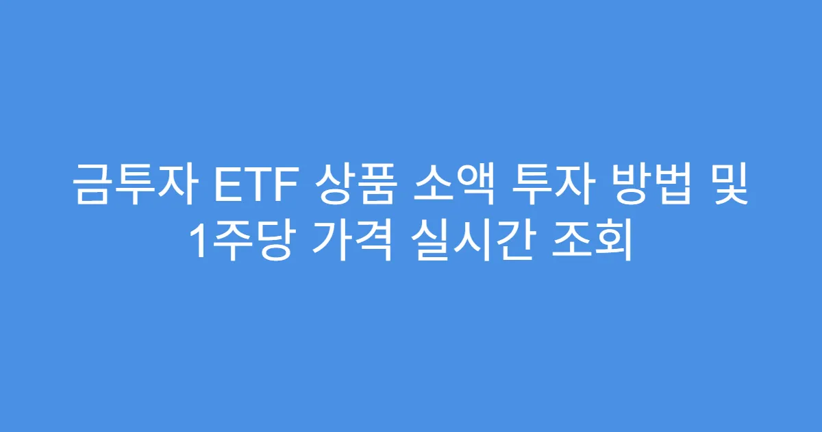 금투자 ETF 상품 소액 투자 방법 및 1주당 가격 실시간 조회