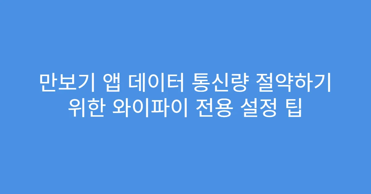 만보기 앱 데이터 통신량 절약하기 위한 와이파이 전용 설정 팁