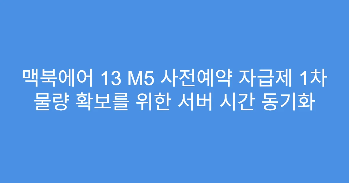 맥북에어 13 M5 사전예약 자급제 1차 물량 확보를 위한 서버 시간 동기화