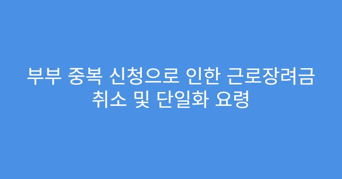 부부 중복 신청으로 인한 근로장려금 취소 및 단일화 요령