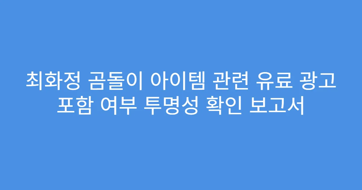 최화정 곰돌이 아이템 관련 유료 광고 포함 여부 투명성 확인 보고서