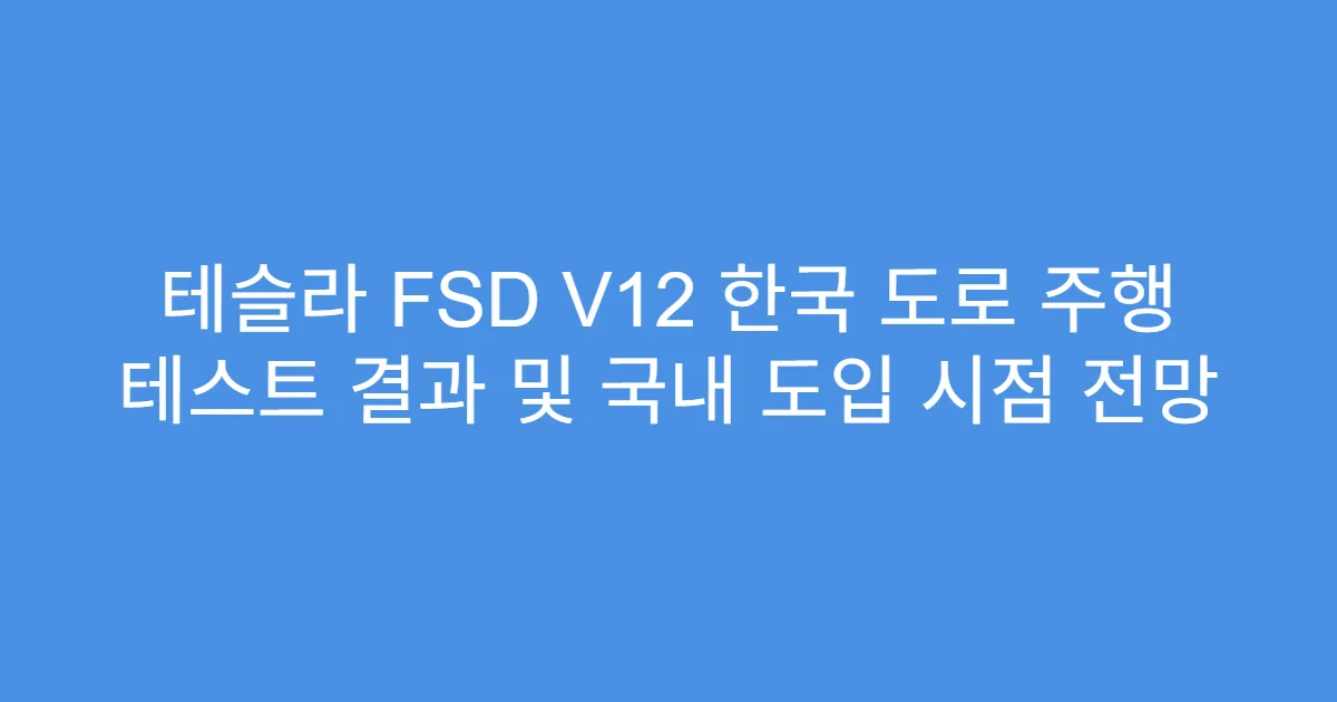 테슬라 FSD V12 한국 도로 주행 테스트 결과 및 국내 도입 시점 전망