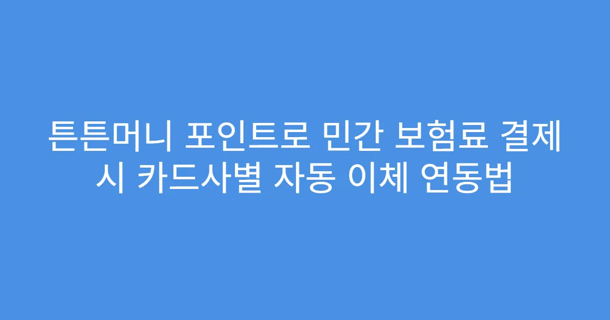 튼튼머니 포인트로 민간 보험료 결제 시 카드사별 자동 이체 연동법