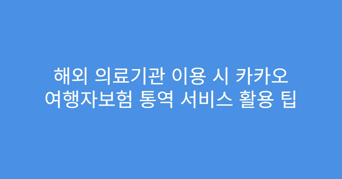 해외 의료기관 이용 시 카카오 여행자보험 통역 서비스 활용 팁
