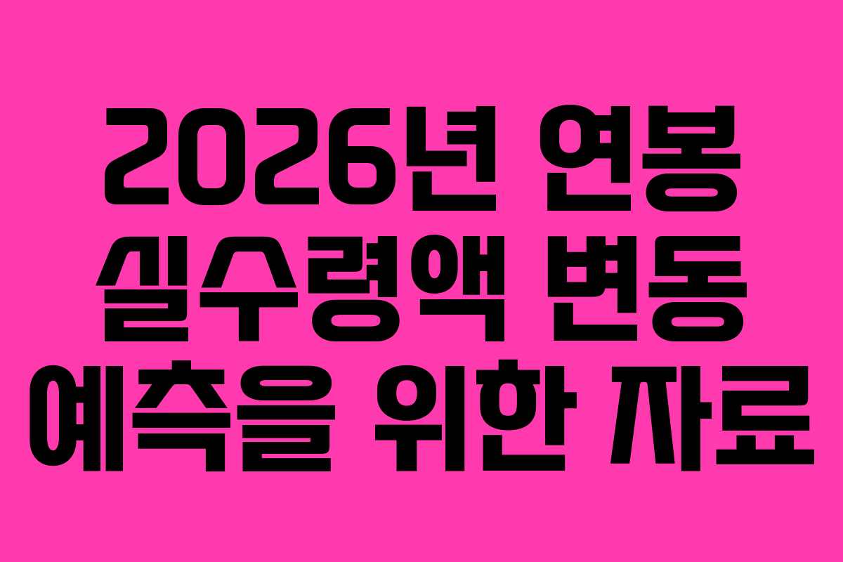 2026년 연봉 실수령액 변동 예측을 위한 자료