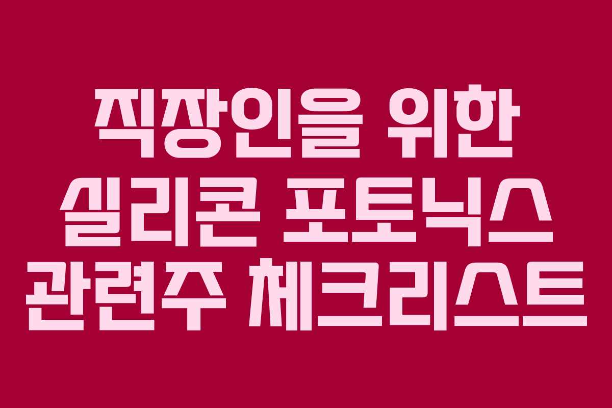 직장인을-위한-실리콘-포토닉스-관련주-체크리스트