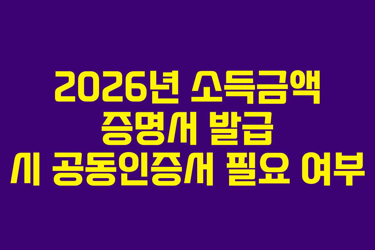 2026년 소득금액 증명서 발급 시 공동인증서 필요 여부