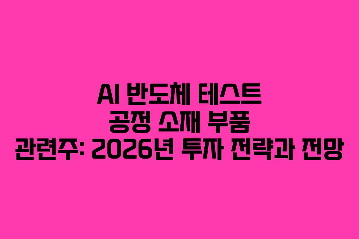AI 반도체 테스트 공정 소재 부품 관련주: 2026년 투자 전략과 전망