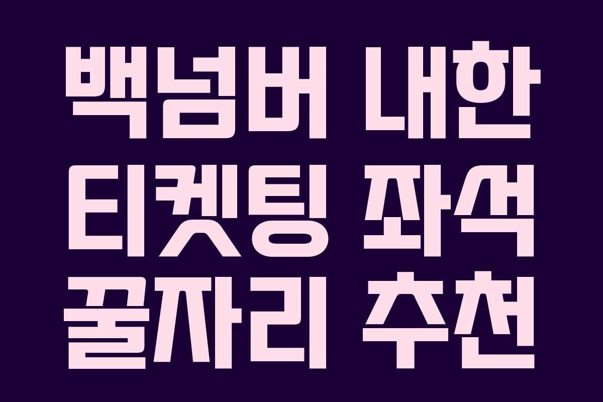 백넘버-내한-티켓팅-좌석-꿀자리-추천