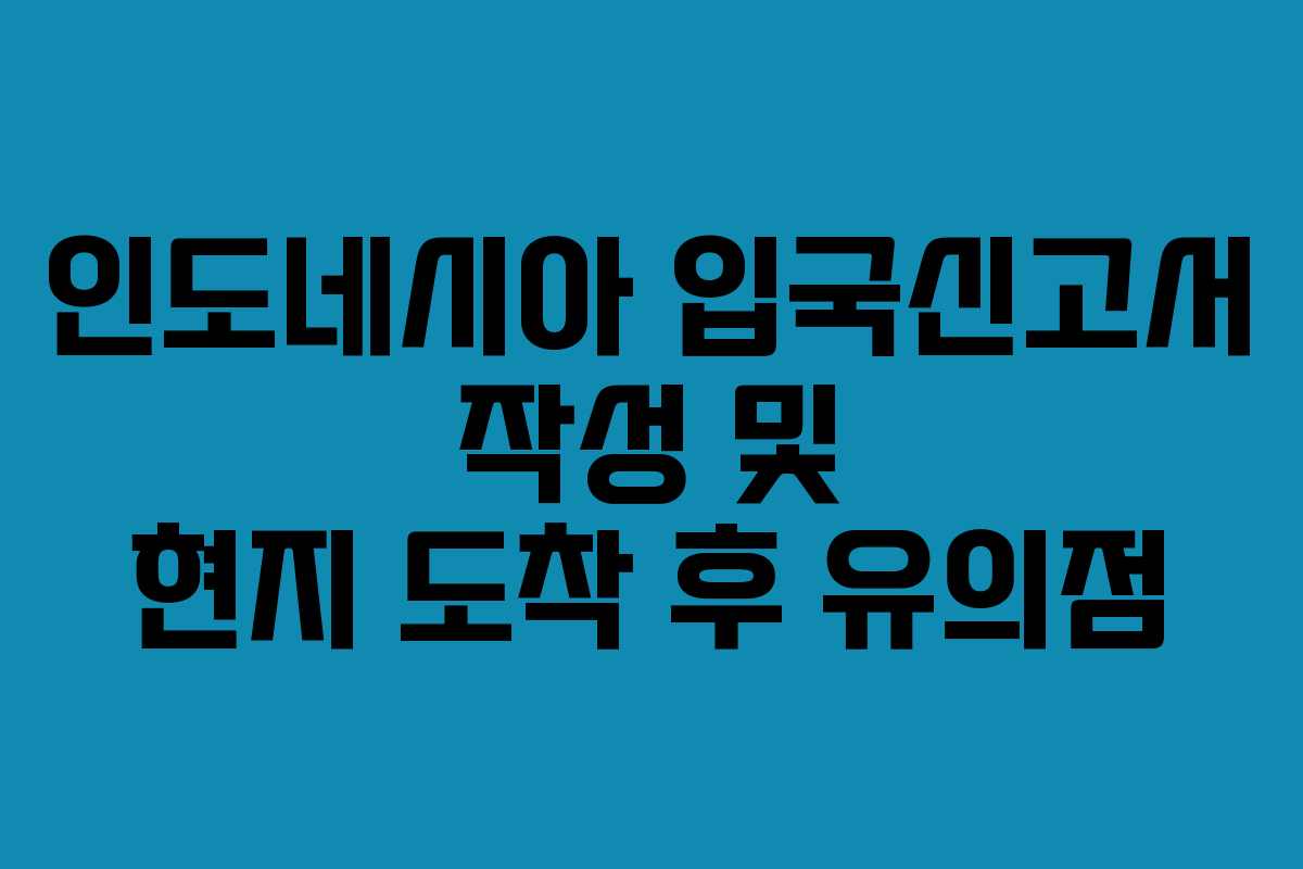 인도네시아-입국신고서-작성-및-현지-도착-후-유의점