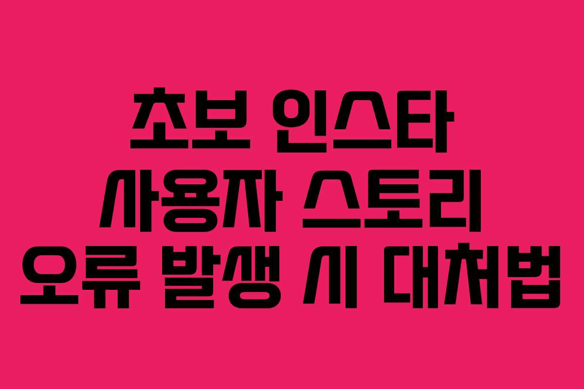 초보 인스타 사용자 스토리 오류 발생 시 대처법