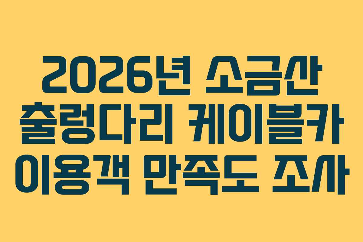 2026년 소금산 출렁다리 케이블카 이용객 만족도 조사