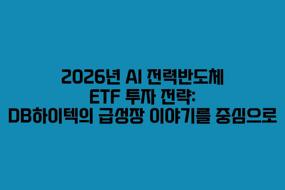 2026년 AI 전력반도체 ETF 투자 전략: DB하이텍의 급성장 이야기를 중심으로
