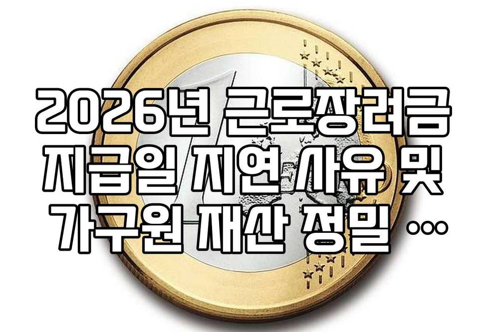 2026년 근로장려금 지급일 지연 사유 및 가구원 재산 정밀 심사 기간
