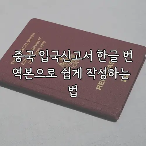 중국 입국신고서 한글 번역본으로 쉽게 작성하는 법
