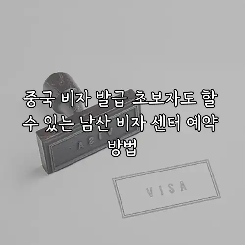 중국 비자 발급 초보자도 할 수 있는 남산 비자 센터 예약 방법