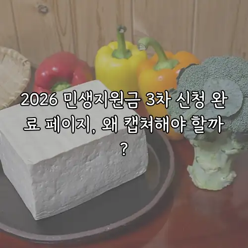 2026 민생지원금 3차 신청 완료 페이지, 왜 캡쳐해야 할까?