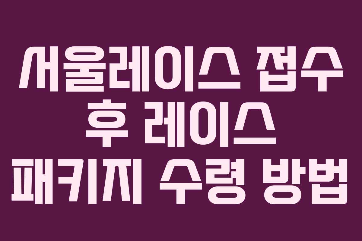 서울레이스 접수 후 레이스 패키지 수령 방법