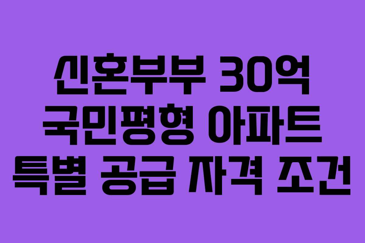 신혼부부-30억-국민평형-아파트-특별-공급-자격-조건