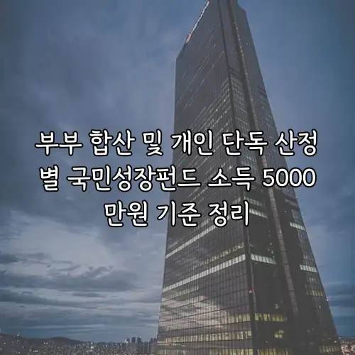 부부 합산 및 개인 단독 산정별 국민성장펀드 소득 5000만원 기준 정리