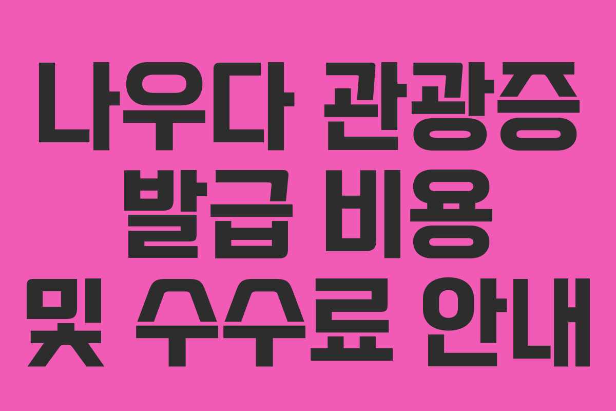 나우다-관광증-발급-비용-및-수수료-안내